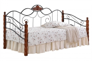 Кровать CANZONA дерево гевея/металл, 90*200 см (Day bed), красный дуб/черный (9167)