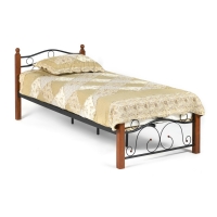 Кровать AT-803 Wood slat base дерево гевея/металл, 90*200 см (Single bed), красный дуб/черный (14009)
