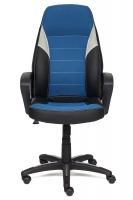 Кресло компьютерное TetChair «Интер» (INTER) (Искусственная чёрная кожа + синяя ткань)
