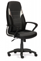 Кресло компьютерное TetChair «Интер» (INTER) (Искусственная чёрная кожа + серая ткань)