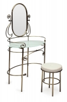 Столик туалетный ALBERT (столик/зеркало + пуф) Античная медь