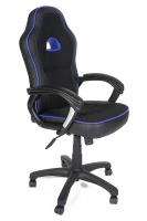 Кресло компьютерное TetChair «Шумми» (Shummy) (Искусств. чёрная кожа + чёрная ткань +син. кант)