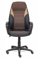 Кресло компьютерное TetChair «Интер» (INTER) (Искусственная чёрная кожа + Коричневая ткань)